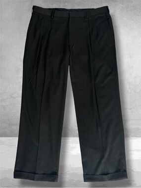 Merona Men's 42x32 Easy Care Pleated Black Dress Pants Slacks Trousers EUC
